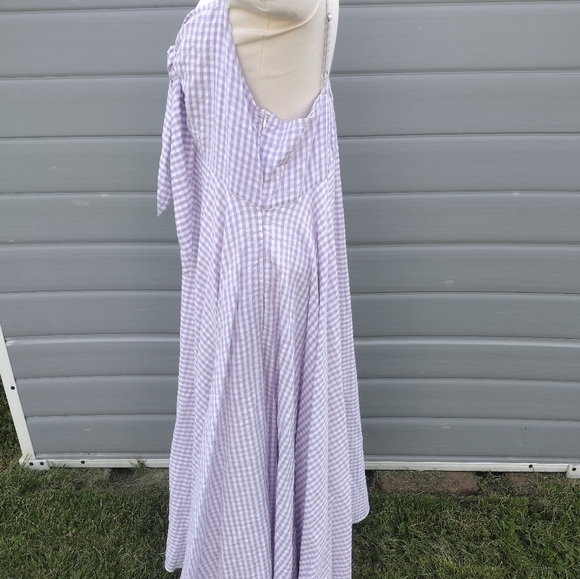 Rujuta Sheth Stella Dress Womens Large Ube Chex Cottagecore Prairie Boho - Picture 4 of 11